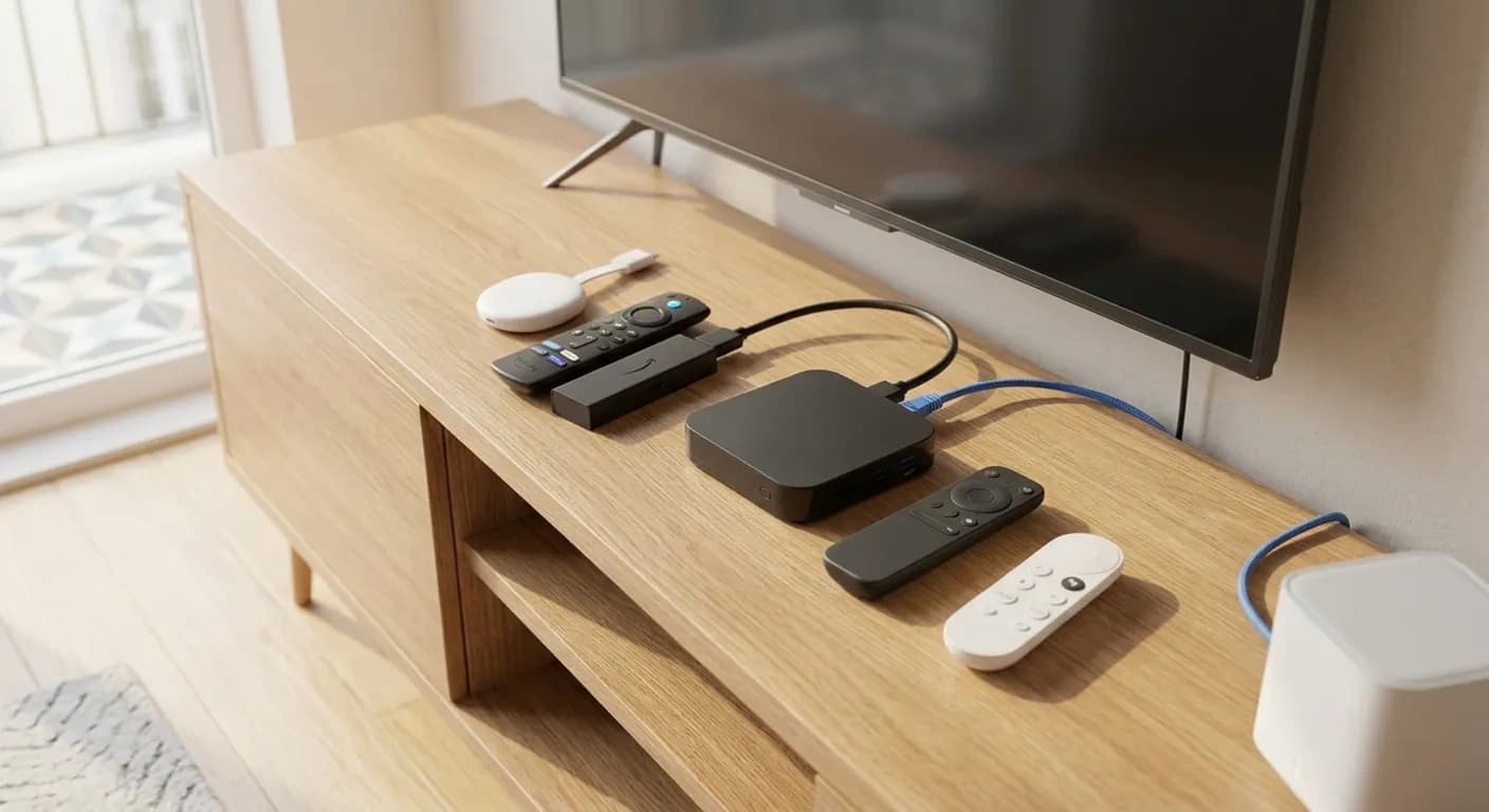 Fire Stick, Chromecast e box Android para IPTV numa consola de TV