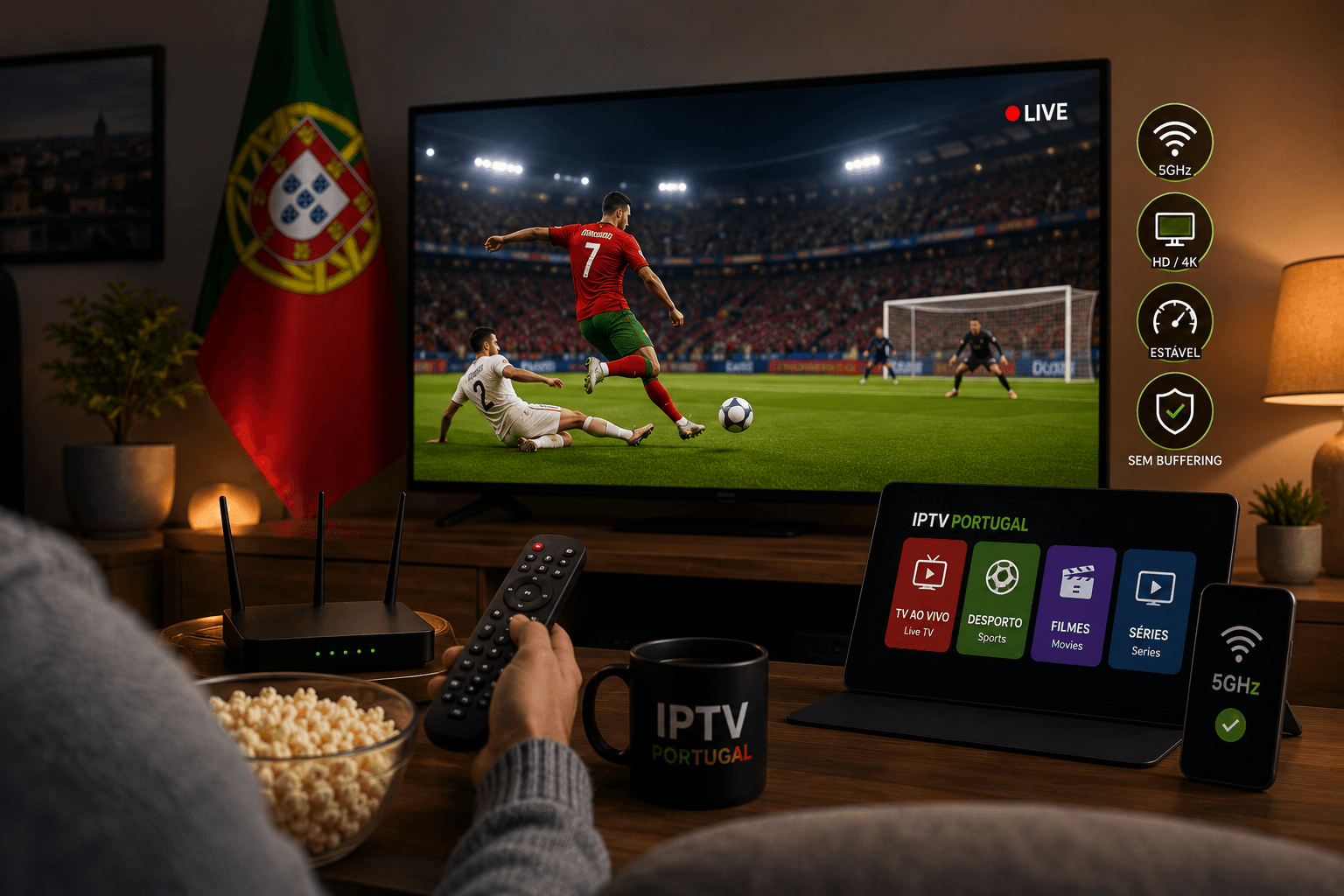 IPTV stream em direto: hábitos para 2026 Bola e chuteiras num campo de futebol
