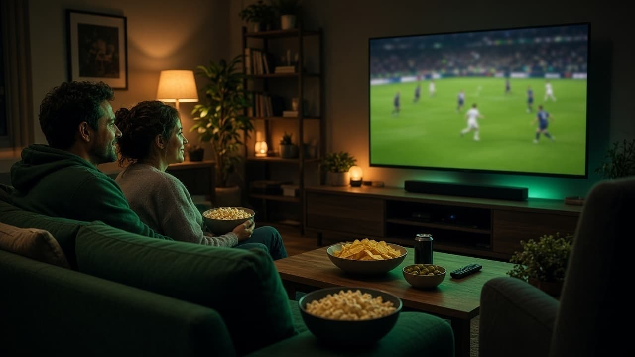 Ver futebol em IPTV Portugal — Liga e clássicos Sala a ver futebol — IPTV Portugal desporto ao vivo
